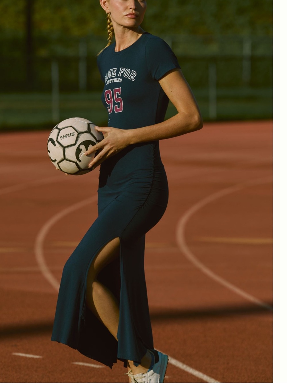 Nwt daily practice Navy 'Game For Anything 95' Graphic Tee Dress